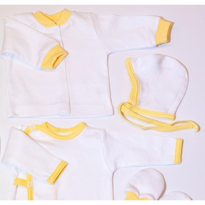 Kūdikio kraitelis - drabužėliai naujagimiui "Mono" 5 dalių geltonas