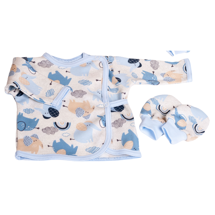 Kūdikio kraitelis - drabužėliai naujagimiui "Jumbo" 5 dalių melsvos spalvos