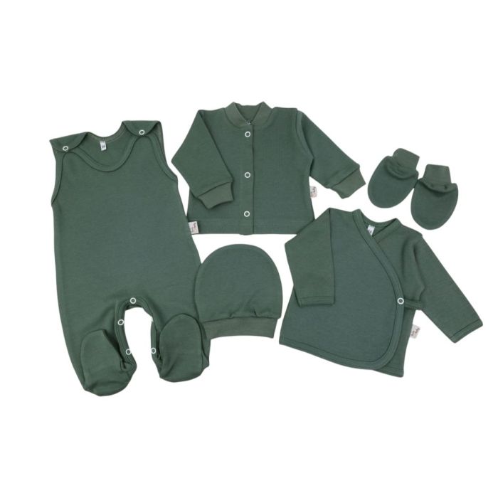 Kūdikio kraitelis - drabužėliai naujagimiui "Blank khaki" 5 dalių