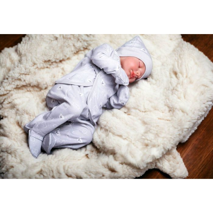 Kūdikio kraitelis - drabužėliai naujagimiui "Bear glamour grey" 5 dalių 