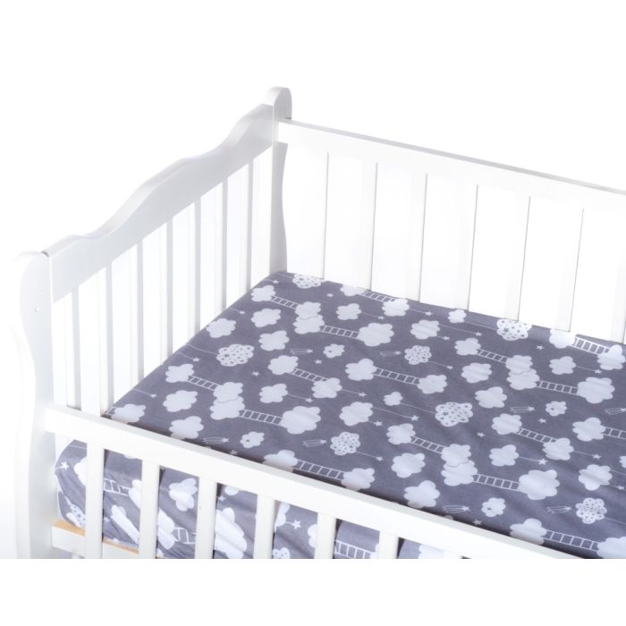 Paklodė su guma 120x60 "Dreams" - medvilninė, pilka