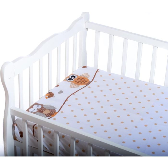 Paklodė su guma 120x60 "Owls" - medvilninė
