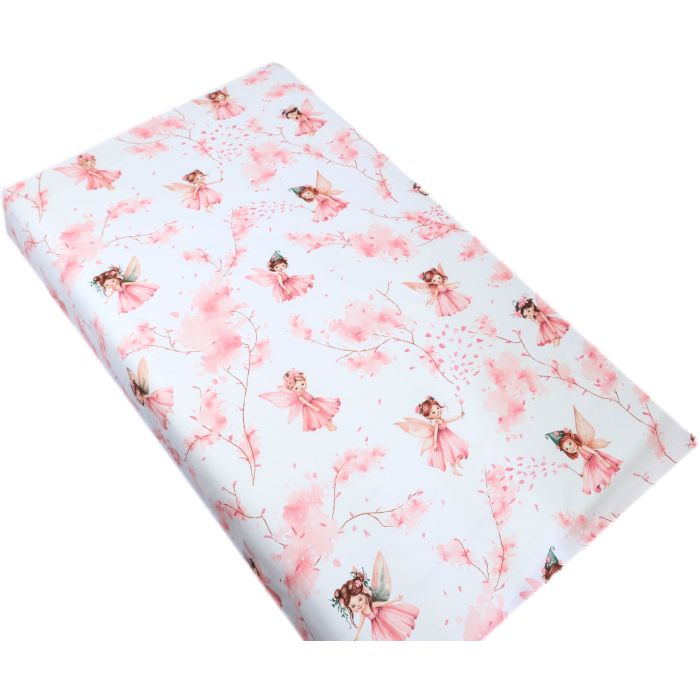 Paklodė su guma "Fairies rose" - medvilninė 