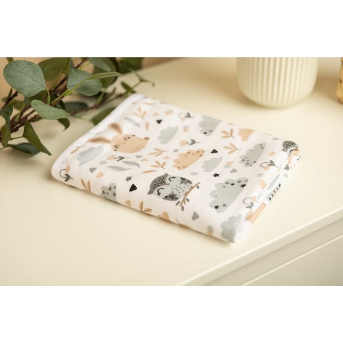 Muslino pledukas kūdikiui "Light owl" 80x100 cm 