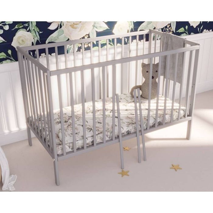 Lovytė kūdikiui, pilka su ištraukiamais pagaliukais ir reguliuojamu dugnu