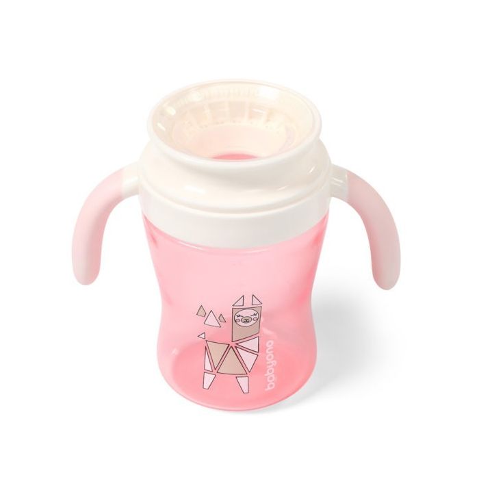 Gertuvė - neišsiliejantis puodelis kūdikiams 360°, 240 ml rožinis