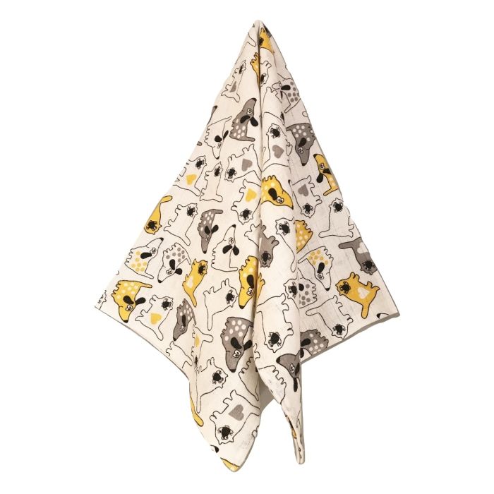 Vystyklas kūdikiui iš marlės lux 60x80cm "Cats" geltonas