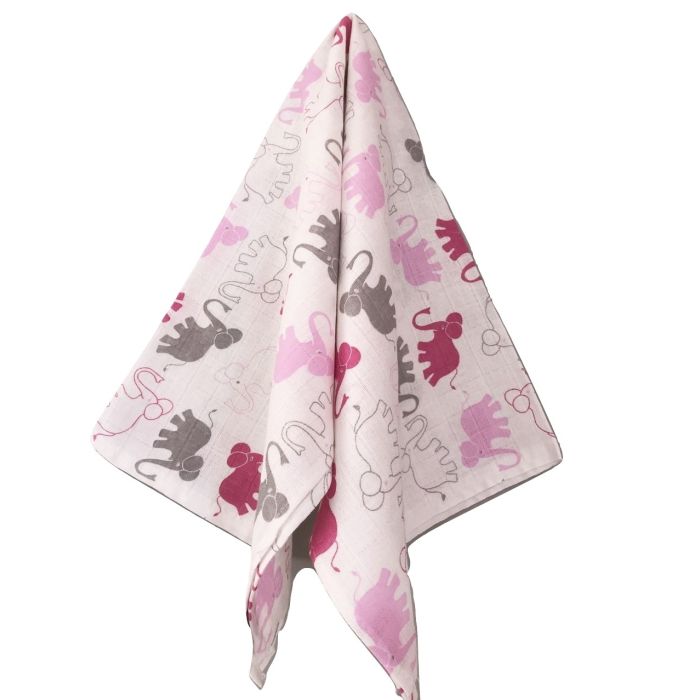 Vystyklas kūdikiui iš marlės lux 60x80cm "ZOO" rožinis