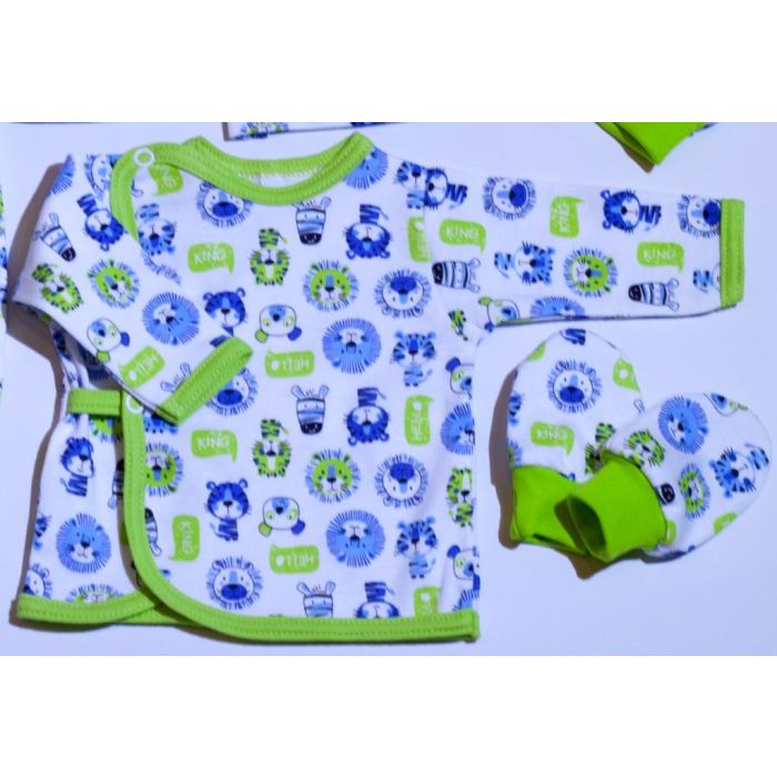 Kūdikio kraitelis - drabužėliai naujagimiui "Lion" 5 dalių žalias