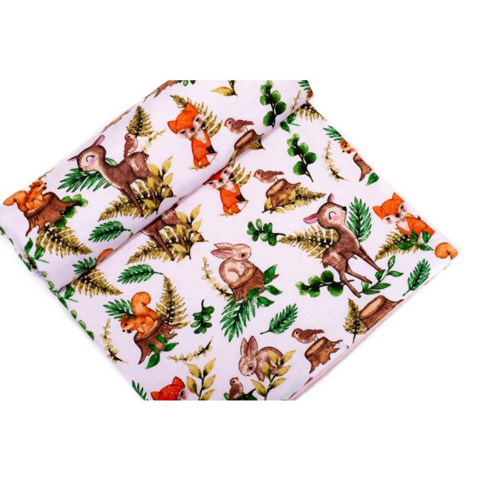 Pledas kūdikiui "Forest family" 100x75cm  rožinės spalvos