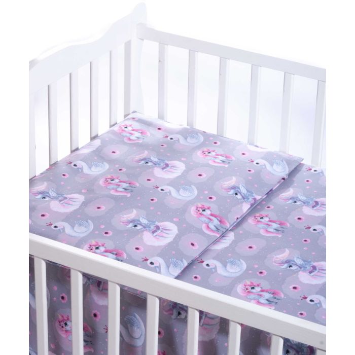 Patalynė kūdikiams 135x100 "Lovely" pilki vienaragiai