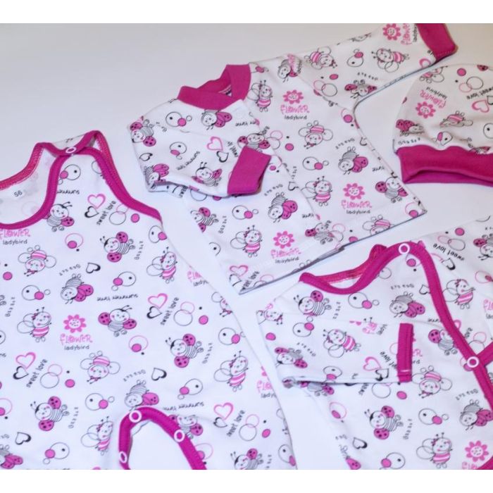 Kūdikio kraitelis - drabužėliai naujagimiui "Lady bug" 5 dalių 