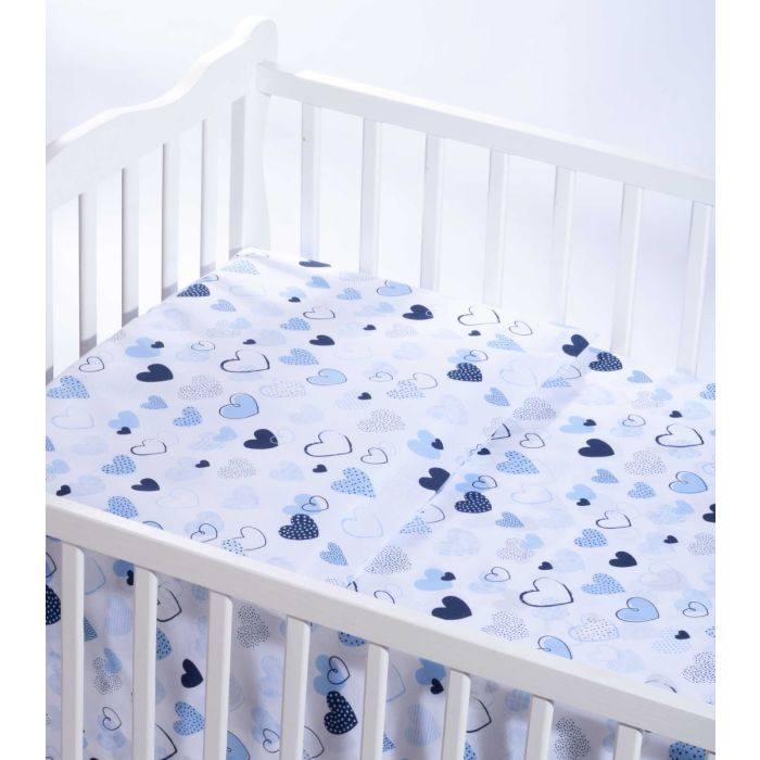 Vaikiškos patalynės komplektas 135x100 "Širdelės" mėlynos sp.