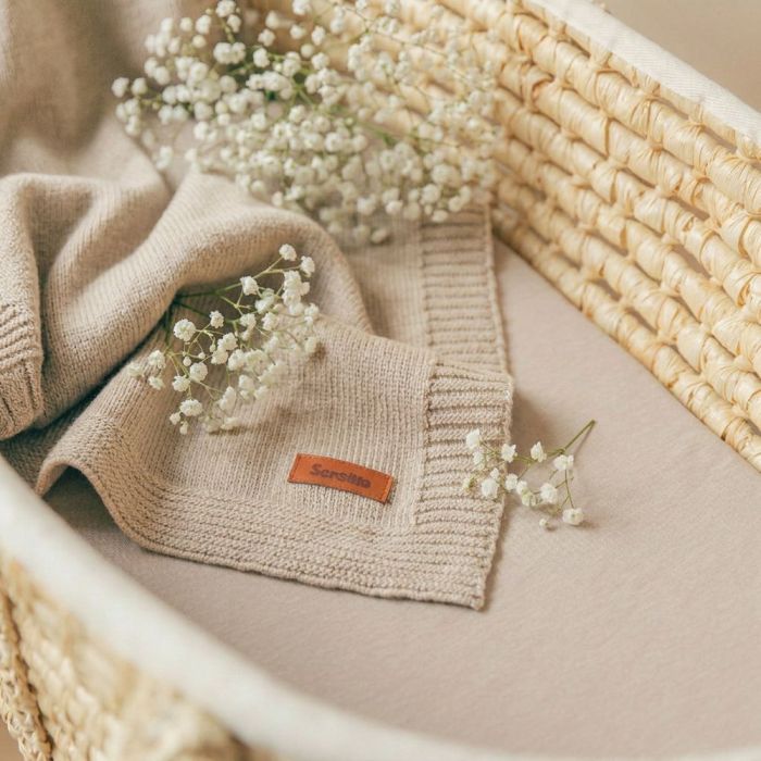 Megztas pledas kūdikiui "MERINO" 90X75 light beige