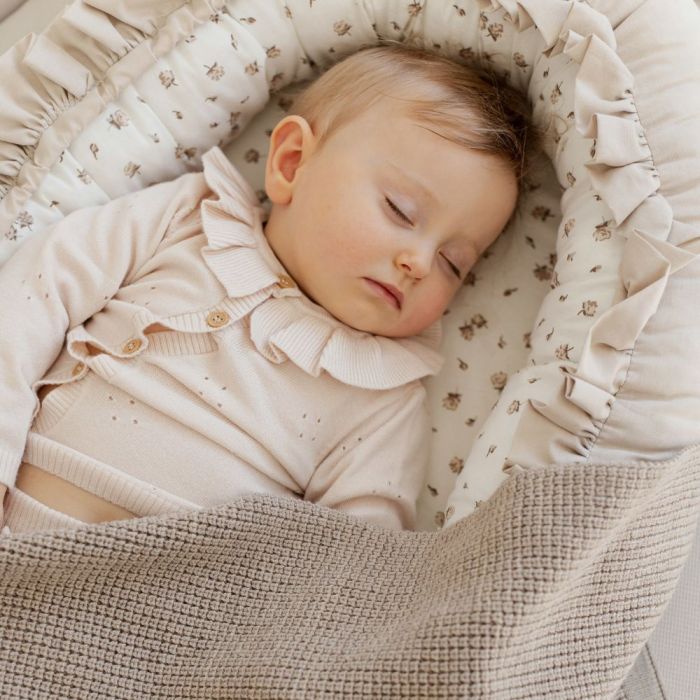 Megztas pledas kūdikiui "MERINO" 90X75 light beige