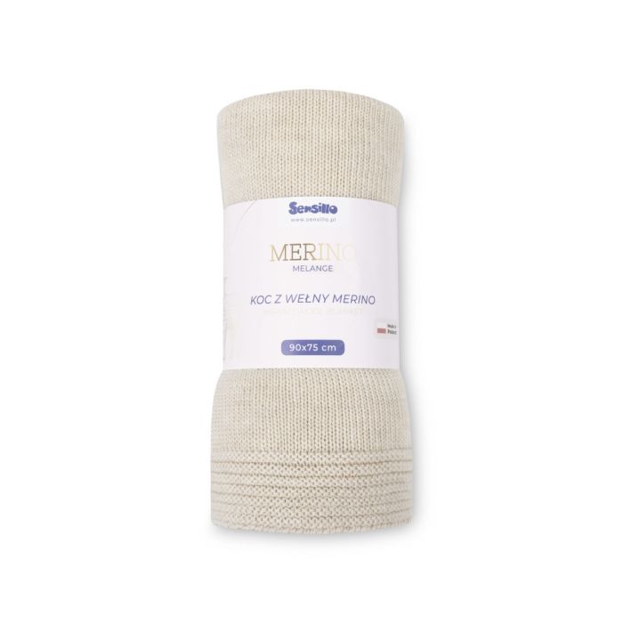 Megztas pledas kūdikiui "MERINO" 90X75 light beige