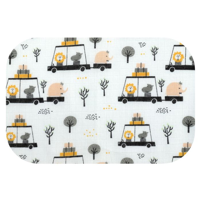 Vystyklas kūdikiui iš marlės lux 70x80cm "ZOO" geltonas