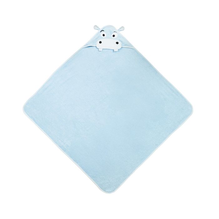 3D Rankšluostis kūdikiui "Hippo" su gobtuvu 100x100cm "frotte" mėlynos sp.