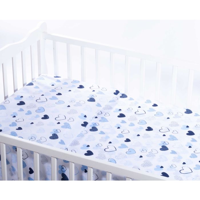 Vaikiškos patalynės komplektas 135x100 "Širdelės" mėlynos sp.