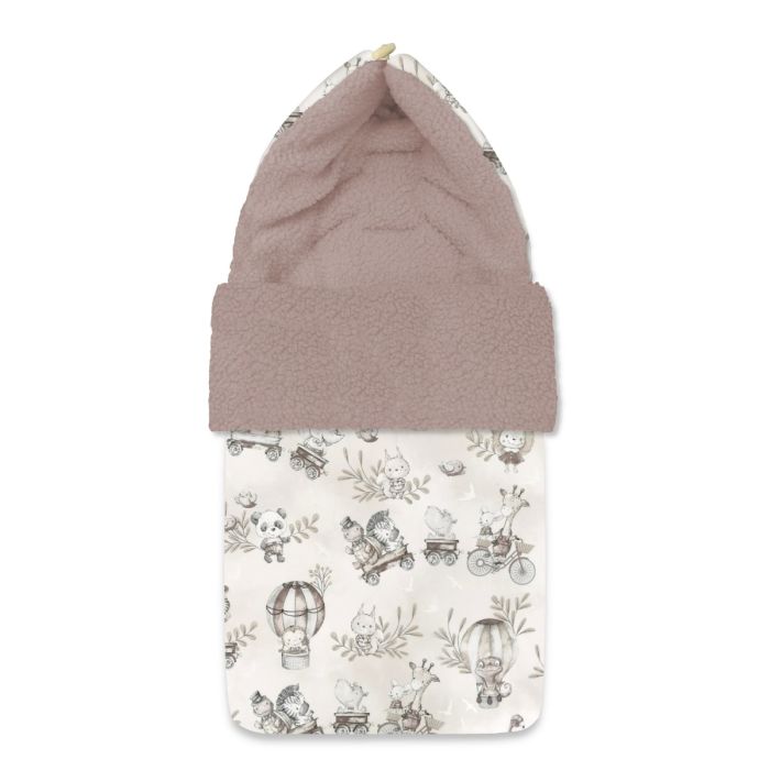 Šiltas vokelis automobilinei kėdutei, vežimėliui "Blush zoo" 45x95 cm 
