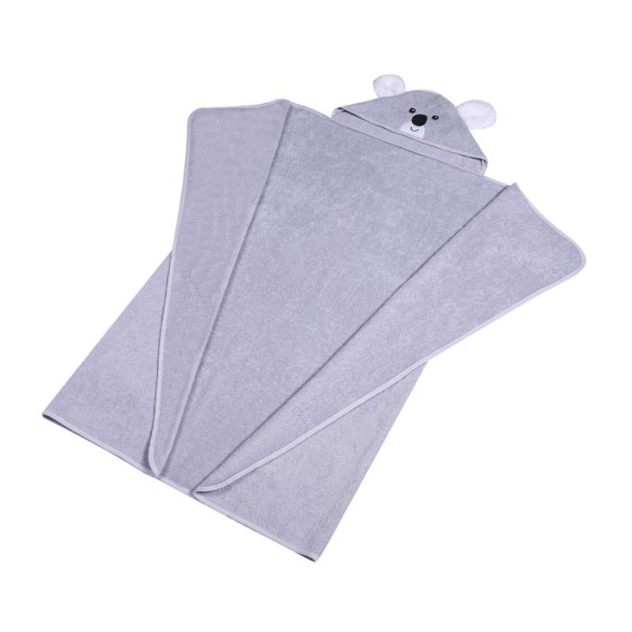 Rankšluostis kūdikiui "Koala" su gobtuvu 100x120cm pilkas