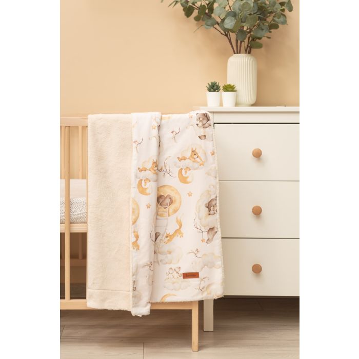 Pledas kūdikiui "Silky" 100x70 cm  internetu geresne kaina. Debesėliai, meškutis, voverytė