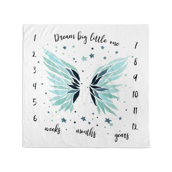 Muslino vystyklas (foto fonas) kūdikiams "Sparnai" 120x120cm