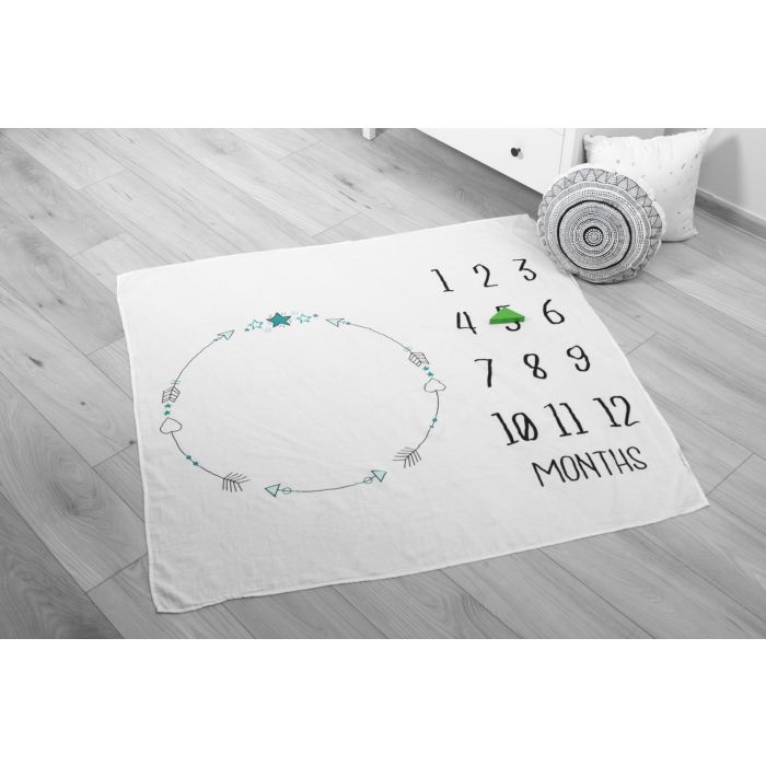 Muslino vystyklas (foto fonas) kūdikiams "Months" 120x120cm