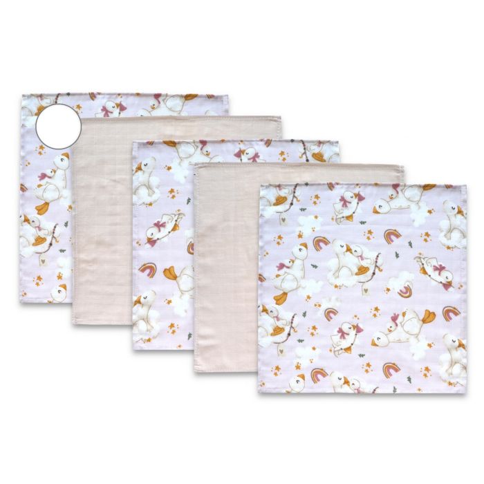 Muslino vystyklų rinkinys kūdikiams "Mini" 5 vnt 38x38 cm Ducks