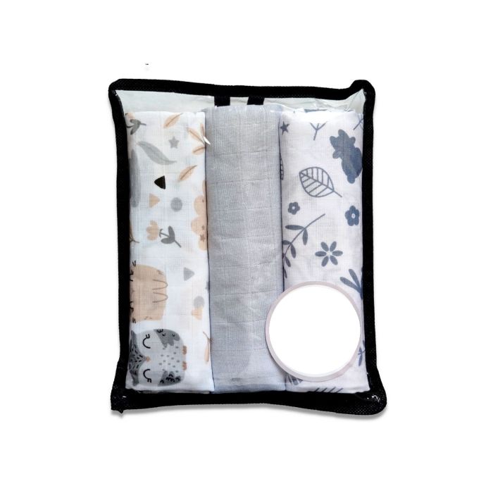 Muslino vystyklų rinkinys kūdikiams "OWLS IN Nature" 