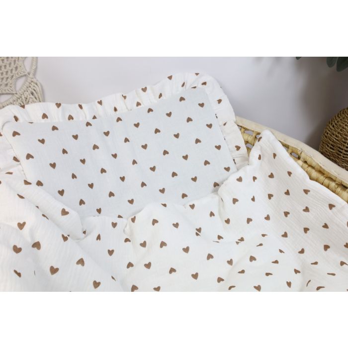 Muslino komplektas kūdikiui "Love" pledas 70x80 cm ir pagalvė 25X35 cm 