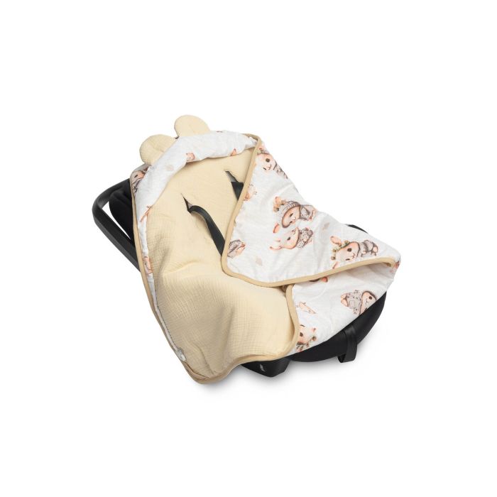 Muslino pledas automobilinei kėdutei "Lissie" 90x90 cm beige