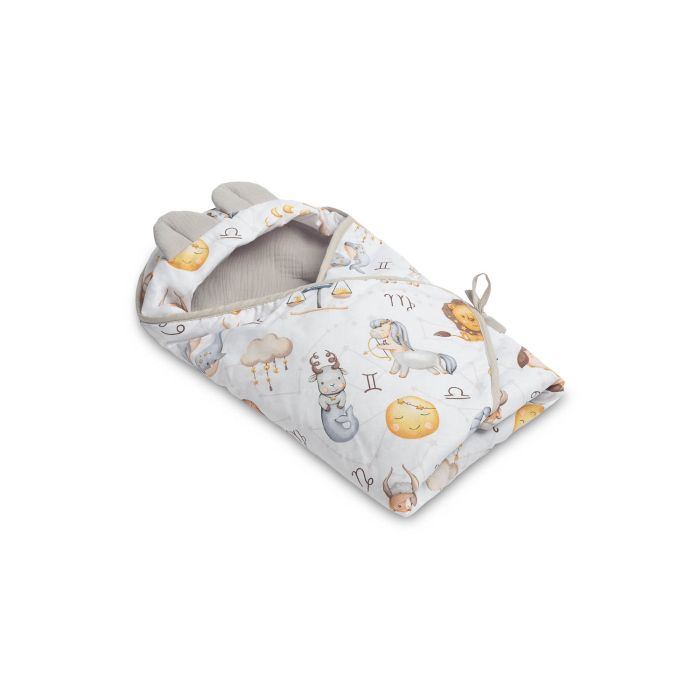 Muslino pledas automobilinei kėdutei "ZODIAC" 90x90 cm pilkas