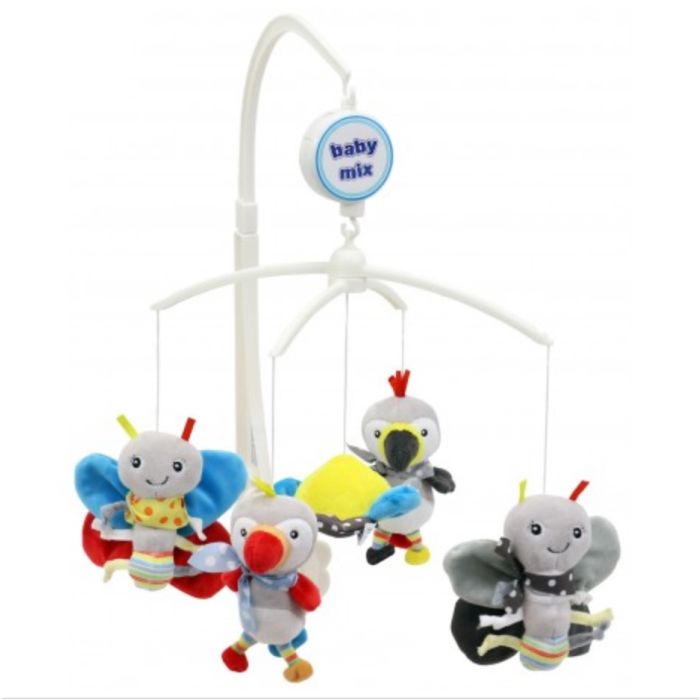 Muzikinė karuselė kūdikio lovytei "Rio" su minkštais žaislais