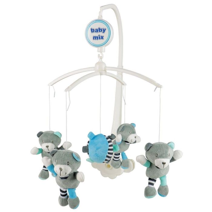 Karuselė muzikinė kūdikio lovytei "Keturi meškiukai" su minkštais žaislais