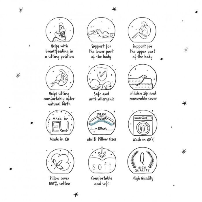 Nėščiosios pagalvė - komforto 190 cm "Leaf prints" 