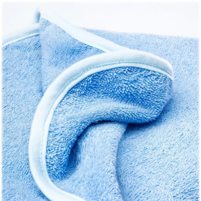 3D Rankšluostis kūdikiui "Hippo" su gobtuvu 100x100cm "frotte" mėlynos sp.