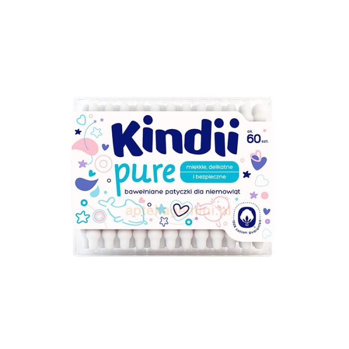 Kūdikio higieniniai vatos pagaliukai Kindii 60vnt dežutėje