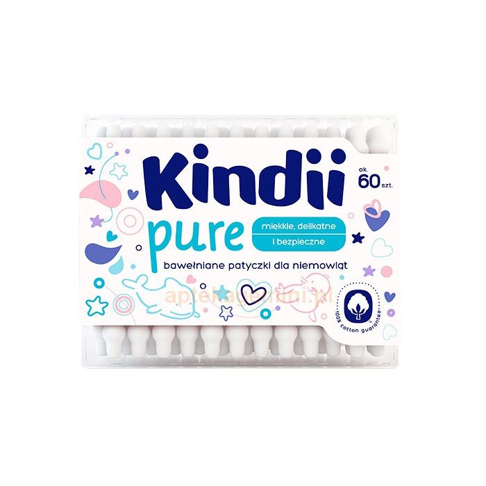 Kūdikio higieniniai vatos pagaliukai Kindii 60vnt dežutėje
