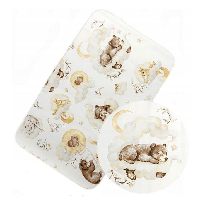 Paklodė kūdikiui "Cosy clouds" su guma smėlio spalvos