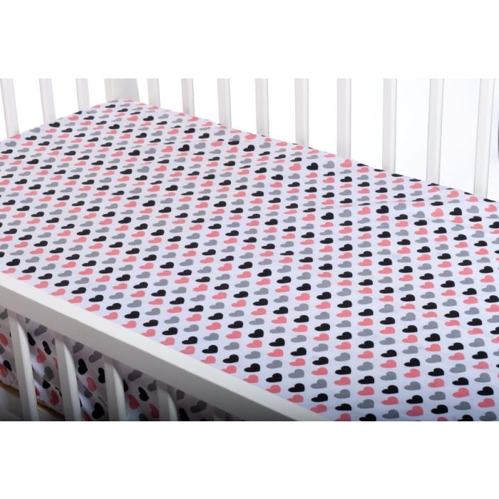 Paklodė su guma 120x60 "Love is" - medvilninė 