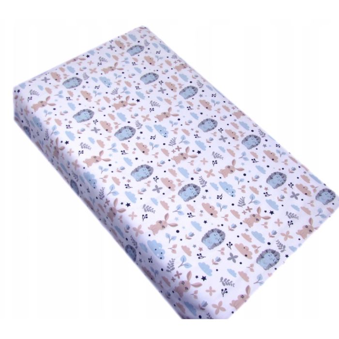 Paklodė su guma 120x60 "Bunny& Hedgehog" - medvilninė 