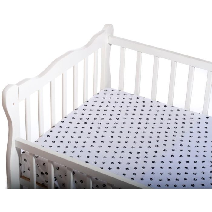 Paklodė su guma 120x60 "Paws" - medvilninė 