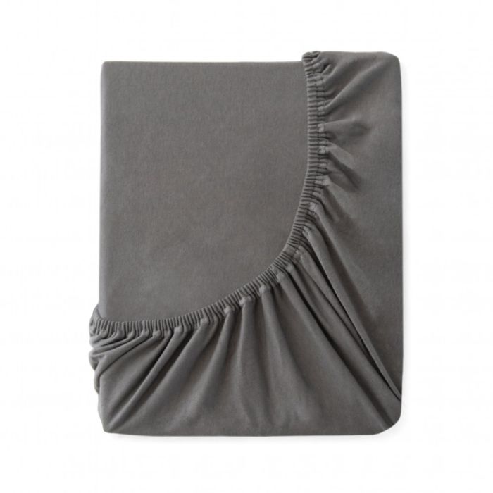 Paklodė vaikiška su guma 80x160 "Jersey"- medvilninė, grafitinės spalvos