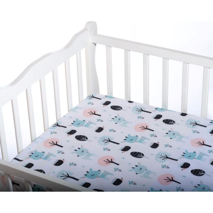 Paklodė su guma 120x60 "Rudolf" - medvilninė, balta 