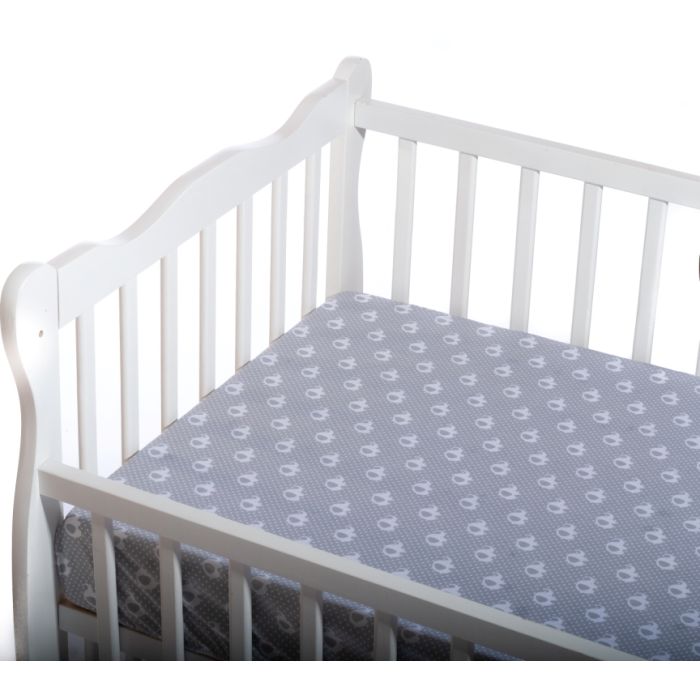 Paklodė su guma 120x60 "Jumbo" - medvilninė, pilka