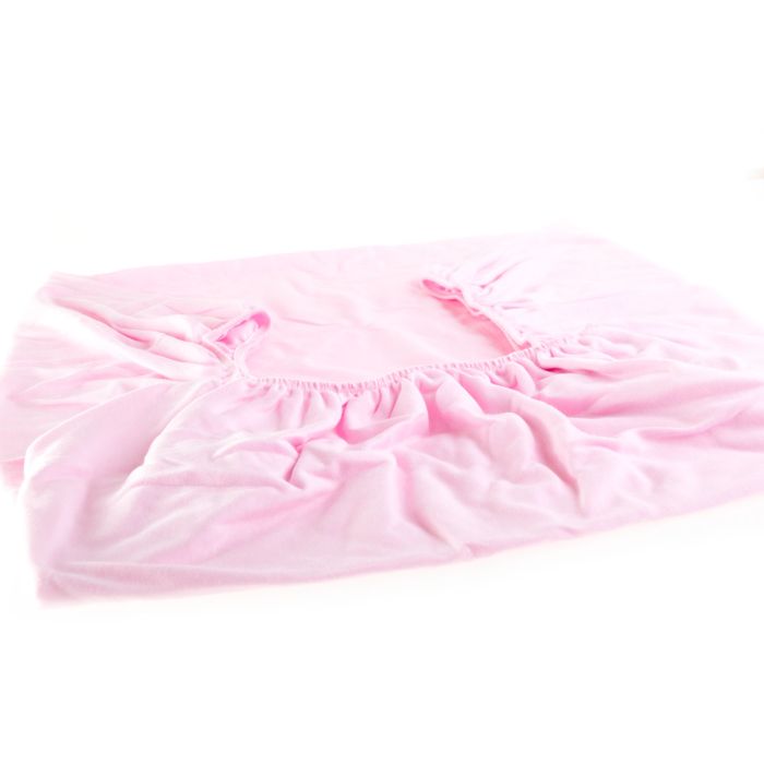 Rožinė paklodė su guma kūdikio vežimėliui