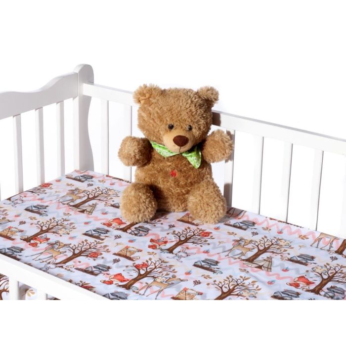 Paklodė su guma 120x60 "Raccon" - medvilninė 