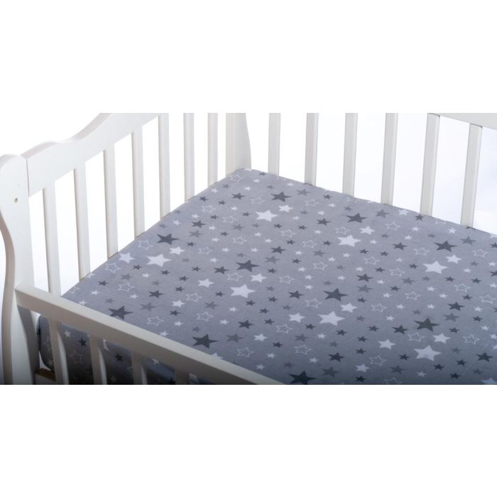 Paklodė su guma 120x60 "Galaxy" - medvilninė, pilka