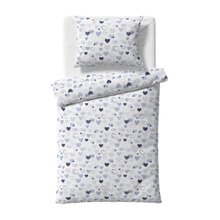 Vaikiškos patalynės komplektas 135x100 "Širdelės" mėlynos sp.